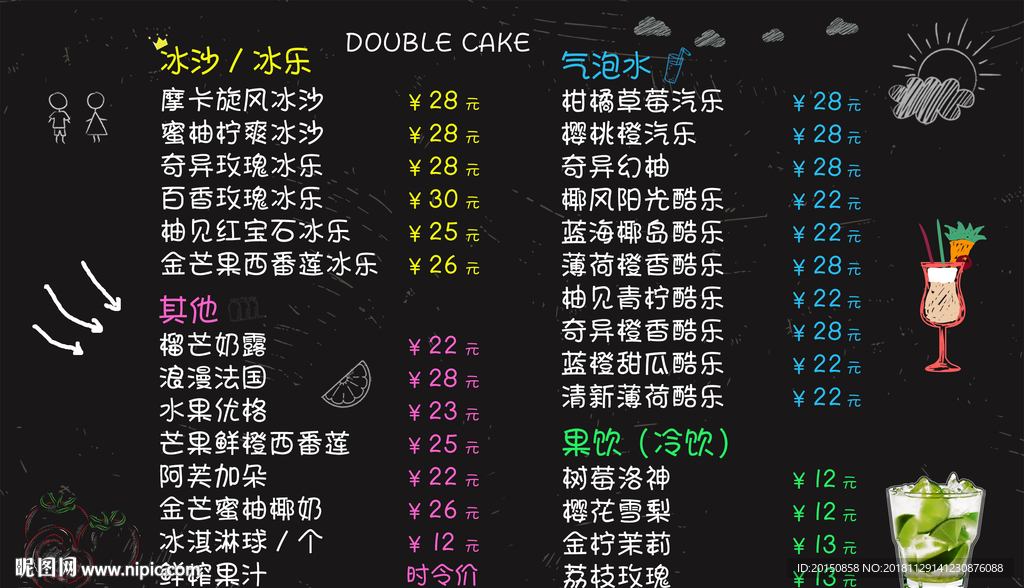 黑板价目表