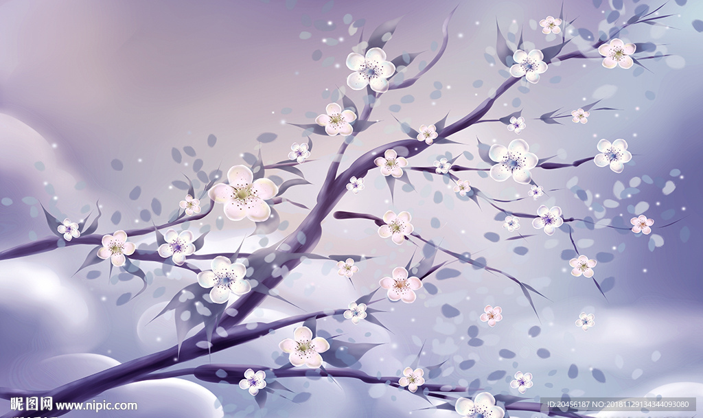 雪中的一枝梅花装饰画