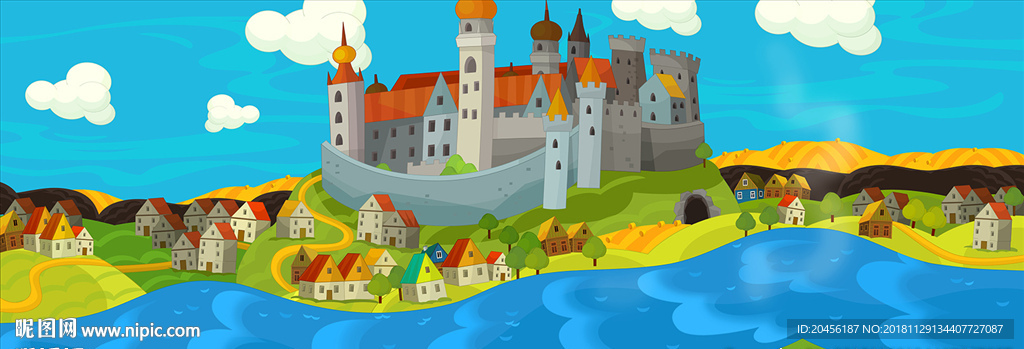 新款卡通巨幅城堡图片