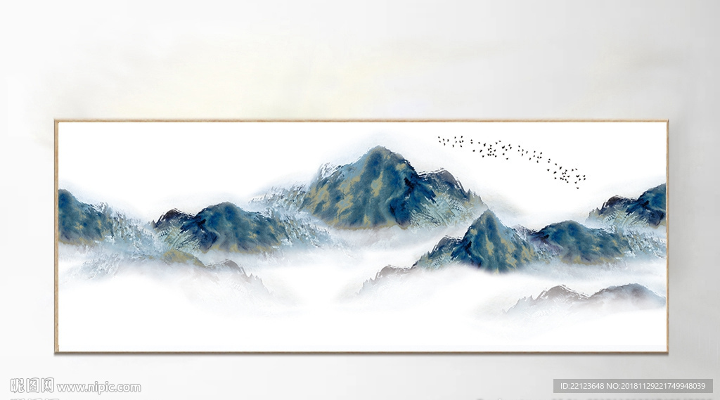 中式水墨抽象山水装饰画