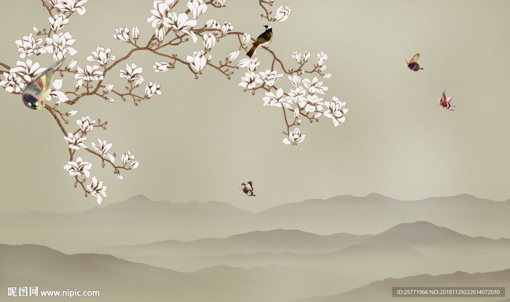 花鸟壁画 大尺寸花鸟画