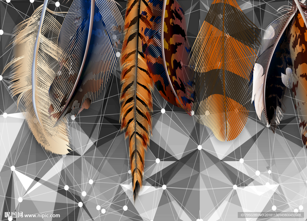 北欧现代简约羽毛背景墙