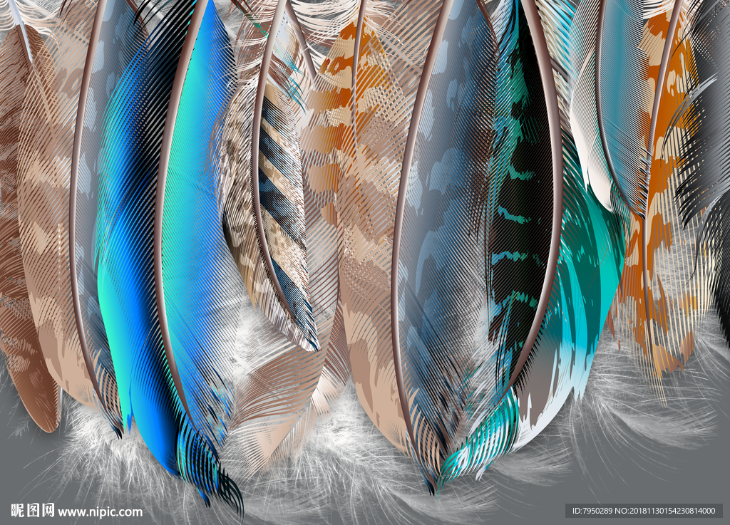 北欧现代简约羽毛背景墙