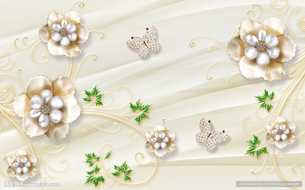 立体花朵玄关屏风背景底纹素材艺