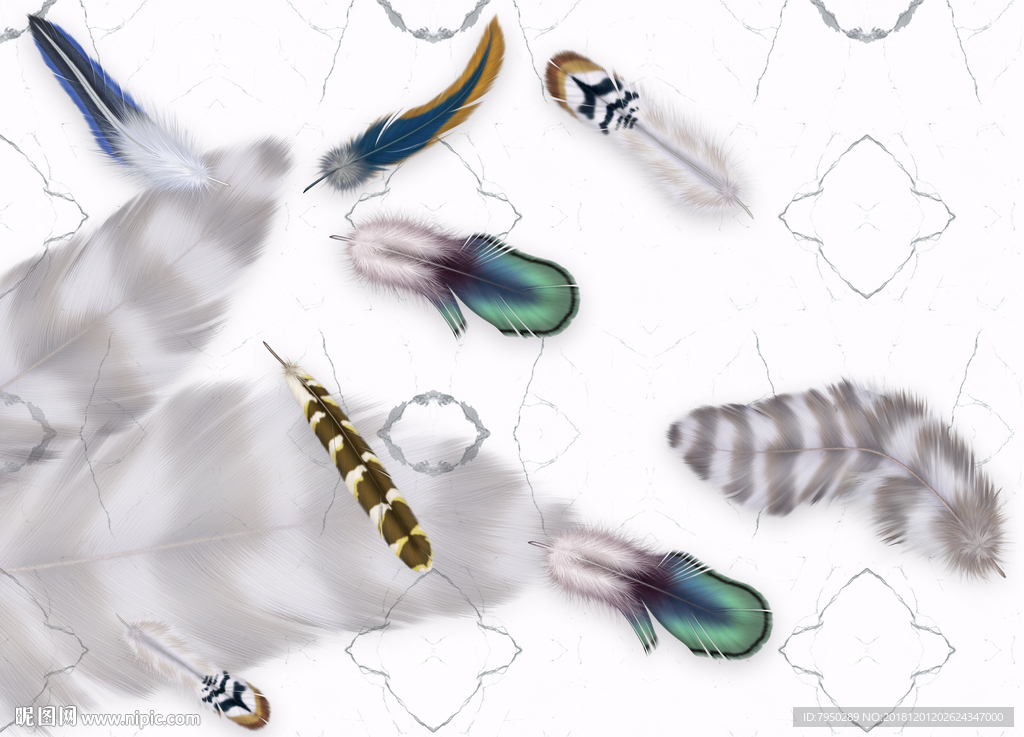 北欧简约羽毛背景墙