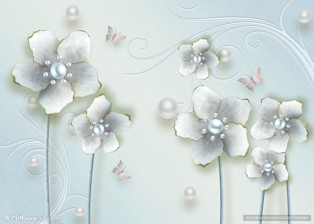 清新立体珍珠新中式创意玄关屏风