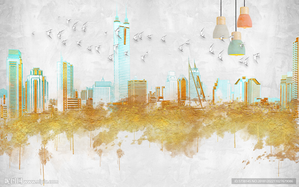 抽象城市玄关屏风背景底纹素材艺