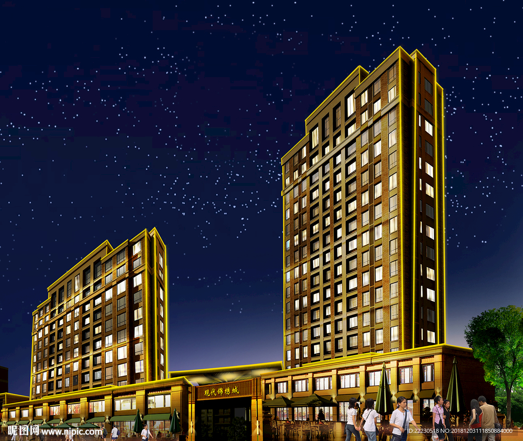 大楼夜景灯光效果