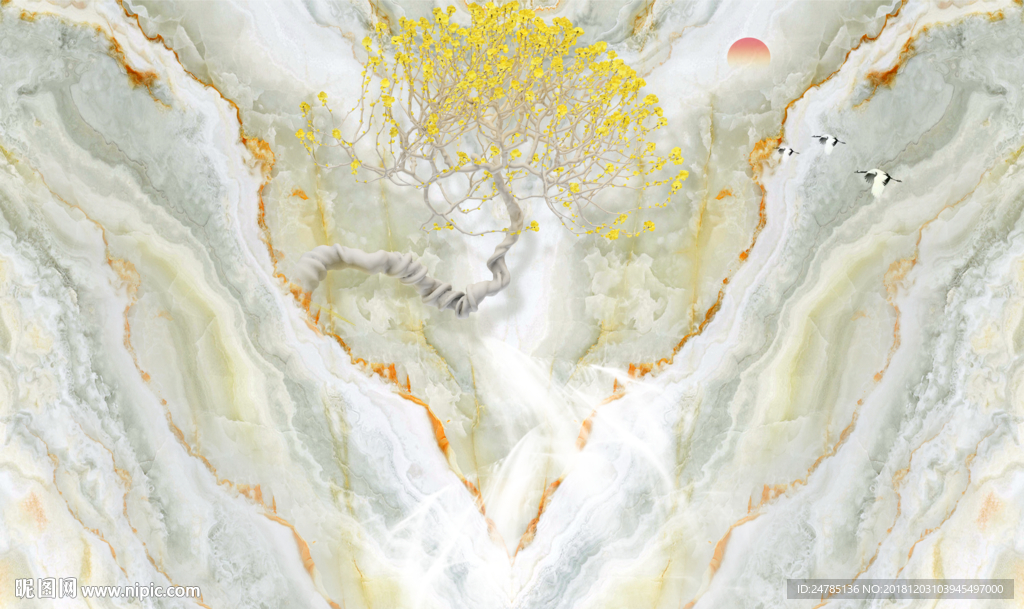 高端意境流水生财大理石