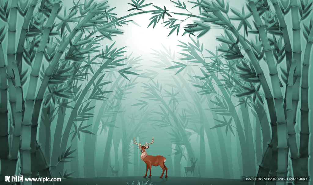 麋鹿装饰画背景墙