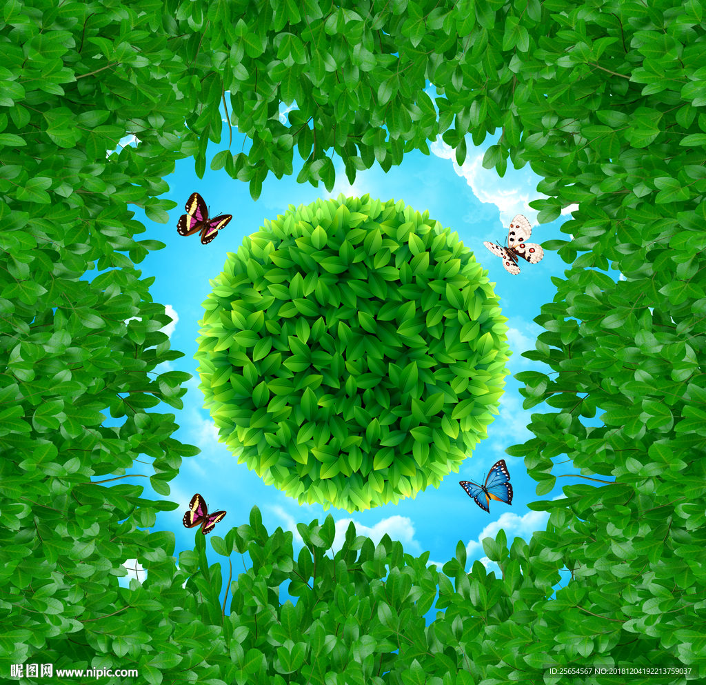 绿叶蓝天白云客厅卧室吊顶天顶