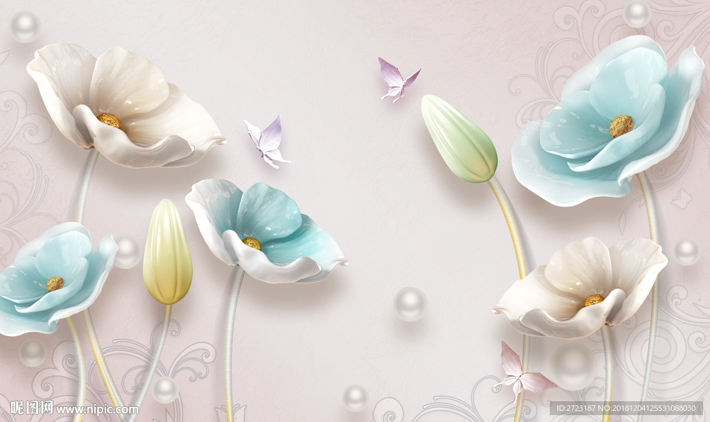 花苞待放荷花玉雕壁画背景墙