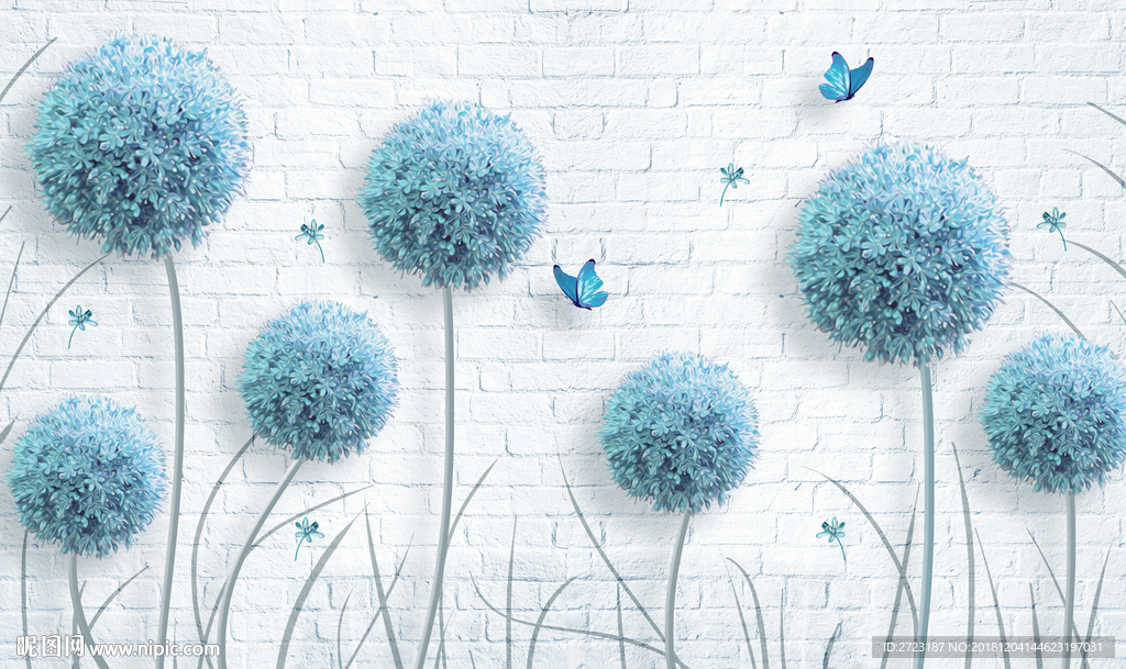 个性优美轻奢唯美花草壁画背景墙