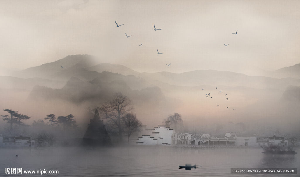 禅意山水画 大型抽象山水画
