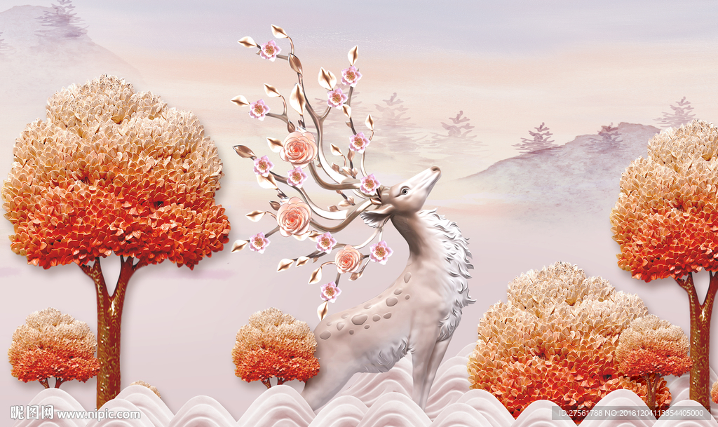 麋鹿背景墙