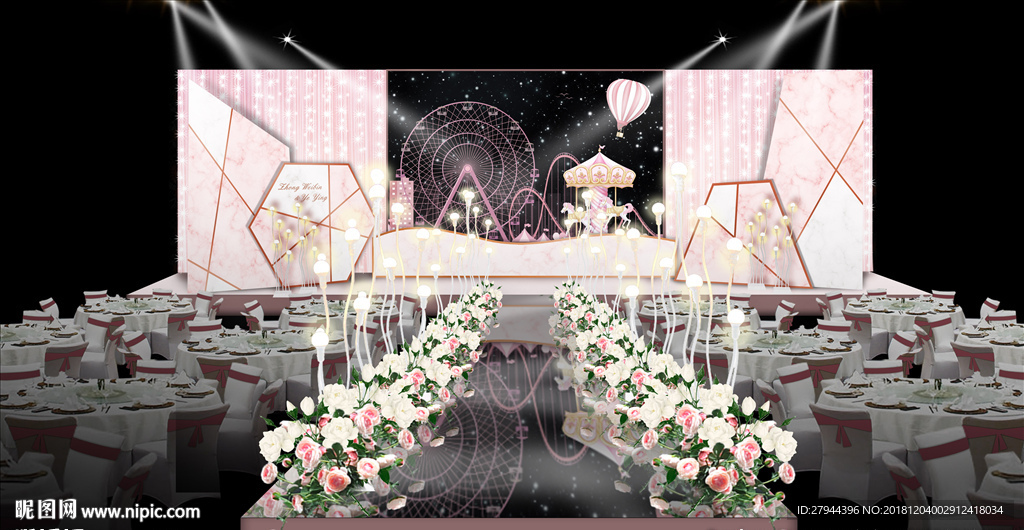 裸粉色婚礼仪式区