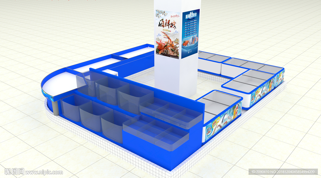 超市水产生海鲜鱼缸3d模型