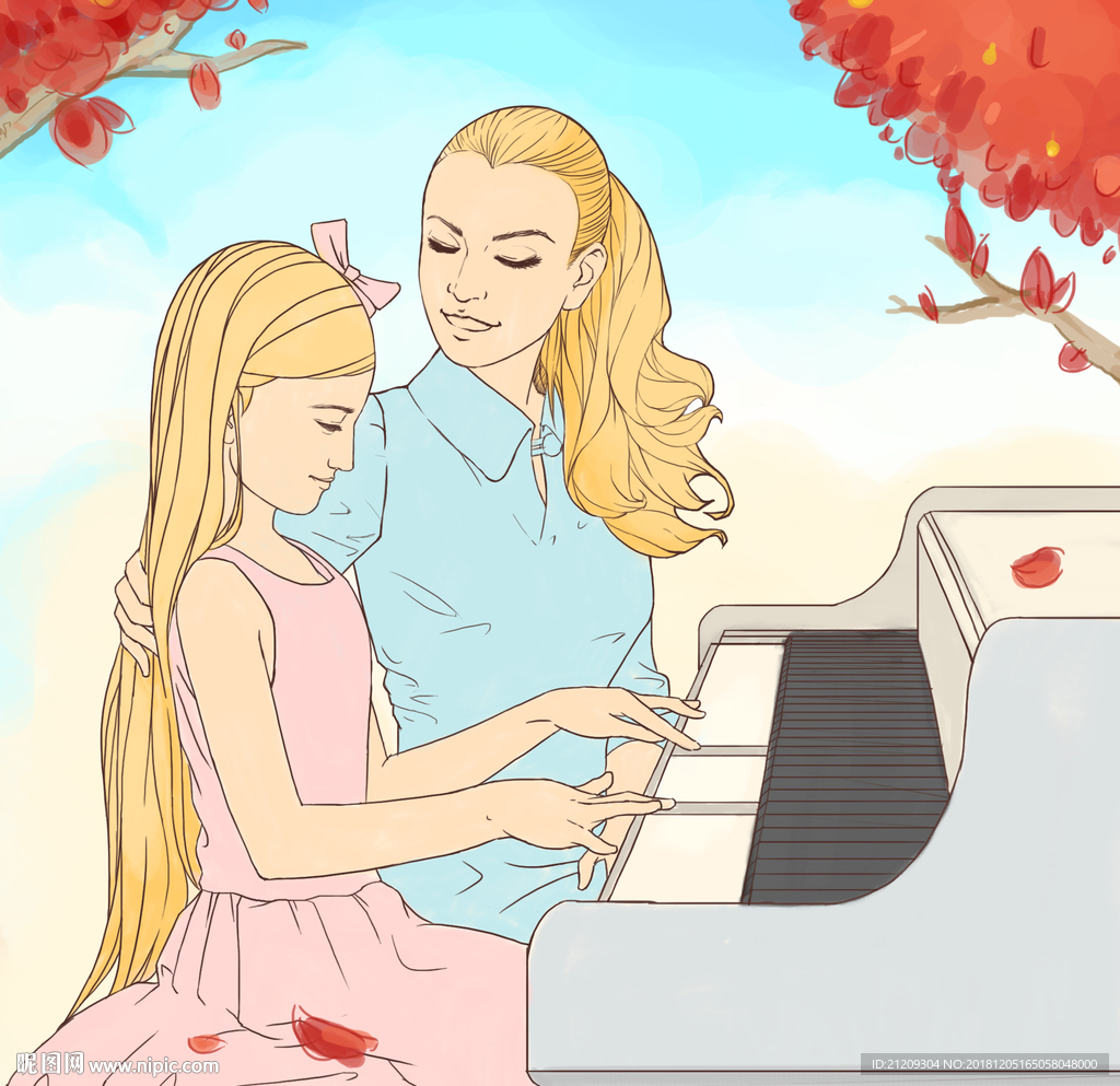 手绘钢琴儿童老师