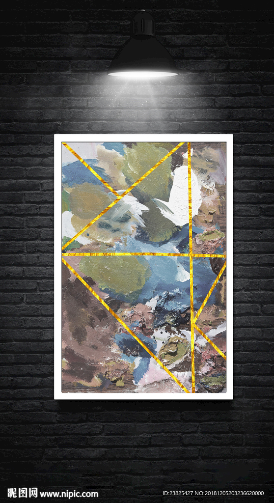 北欧简约抽象金色线条油画装饰画