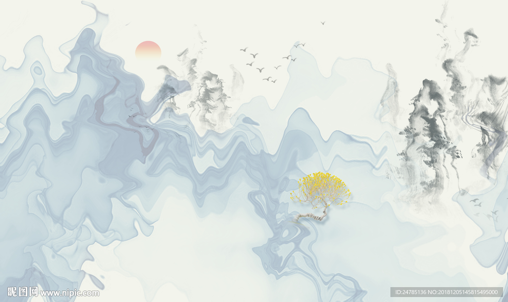 禅意山水水墨画