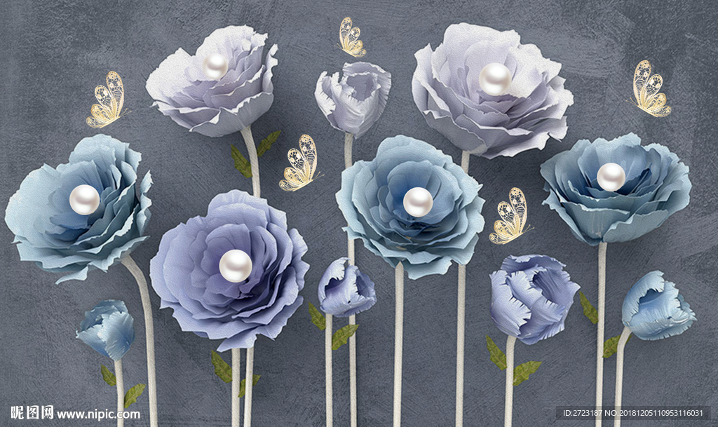 深蓝紫色高冷炫美个性壁画背景墙