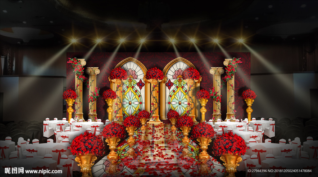 红金色欧式婚礼仪式区
