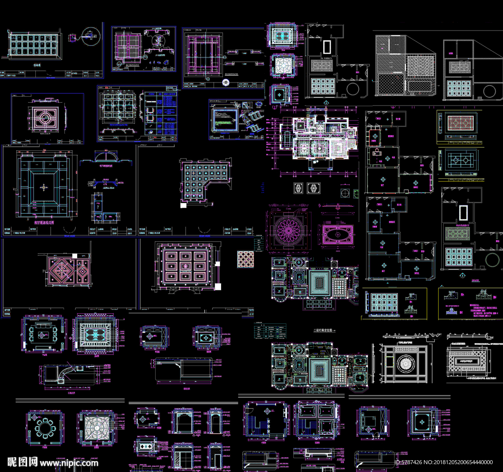 CAD吊顶模块图库