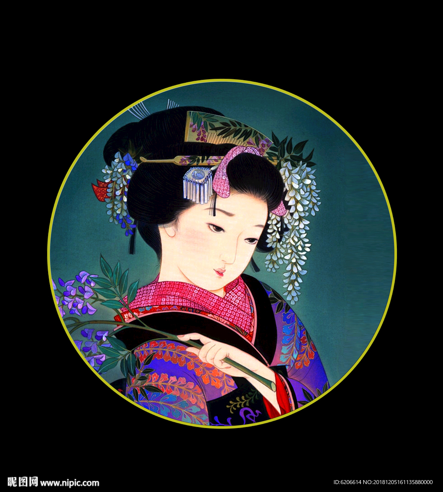 扇面仕女