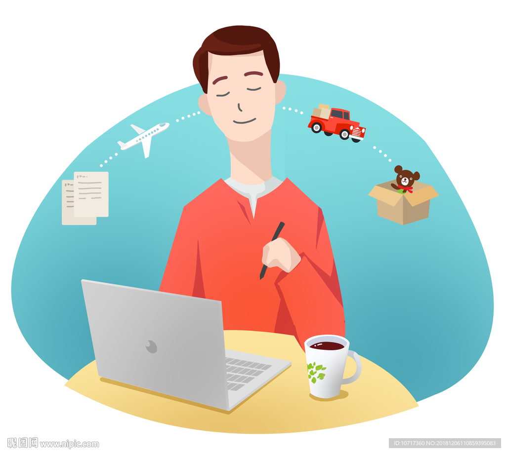 物流电商扁平插画