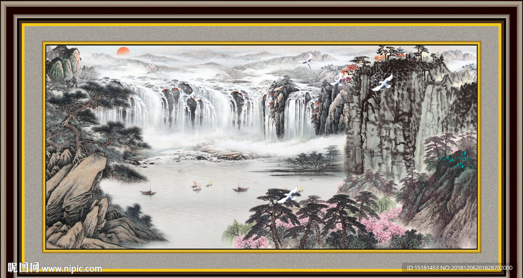 客厅山水画 江山如此多娇