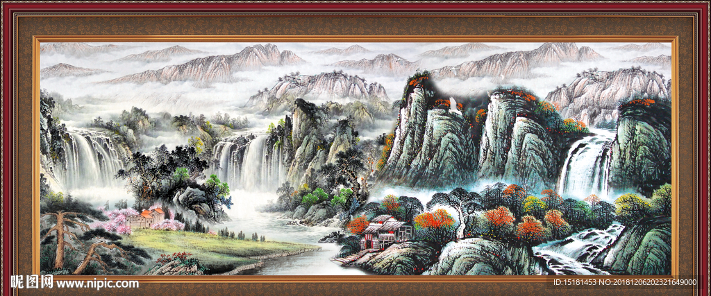 客厅山水画 江山如此多娇