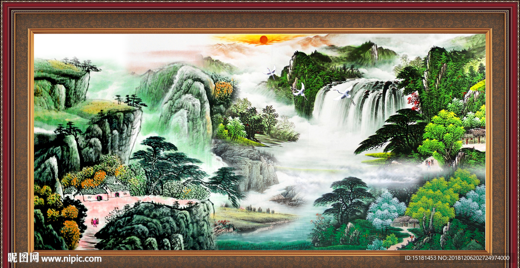 客厅山水画 江山如此多娇