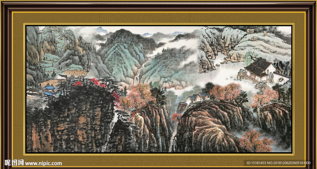 客厅山水画 江山如此多娇