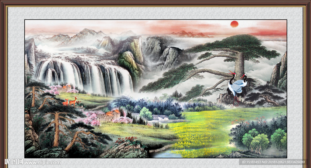 巨幅山水画 山水中堂画 迎客松
