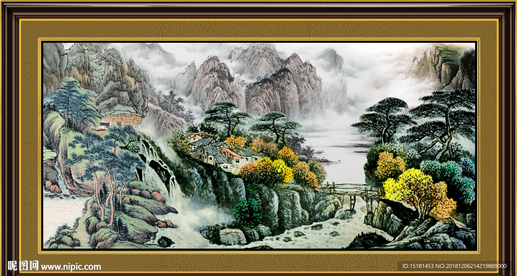 国画 泰山风光