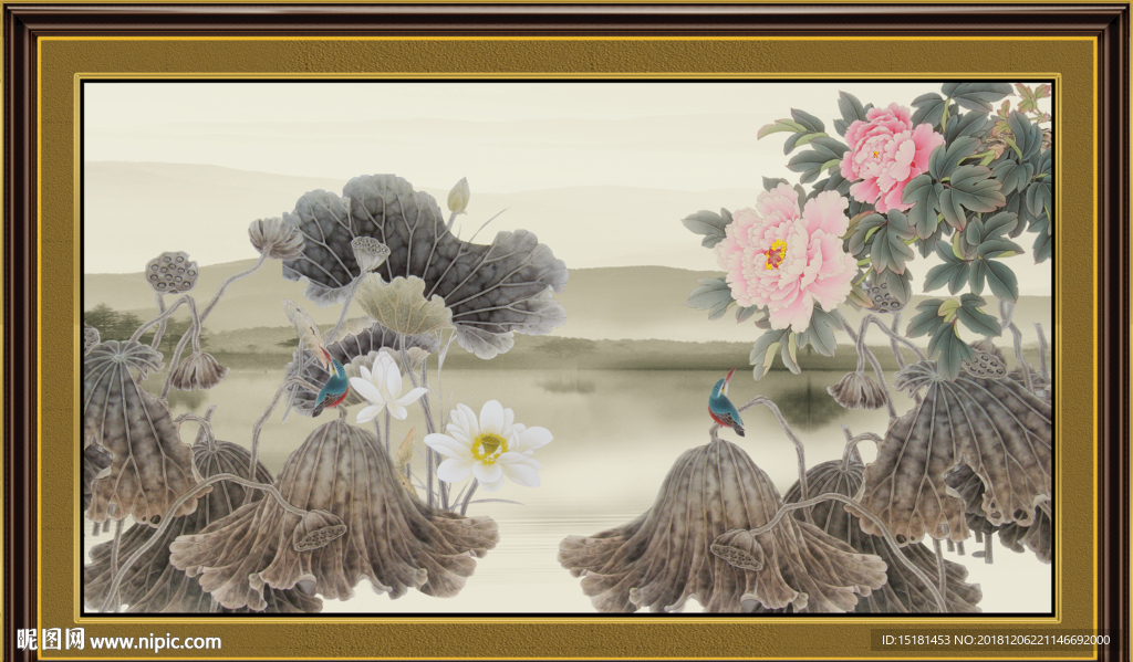 水墨国画 荷花