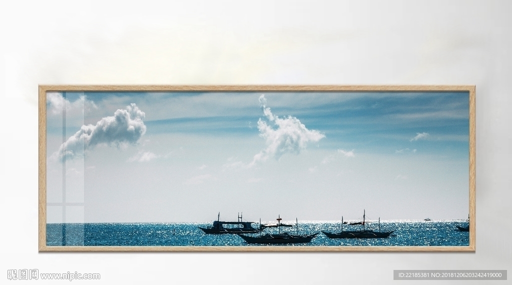 蓝色海景风景装饰画