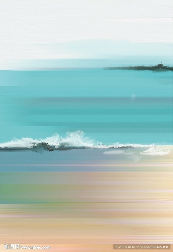 蓝色海洋抽象油画装饰画