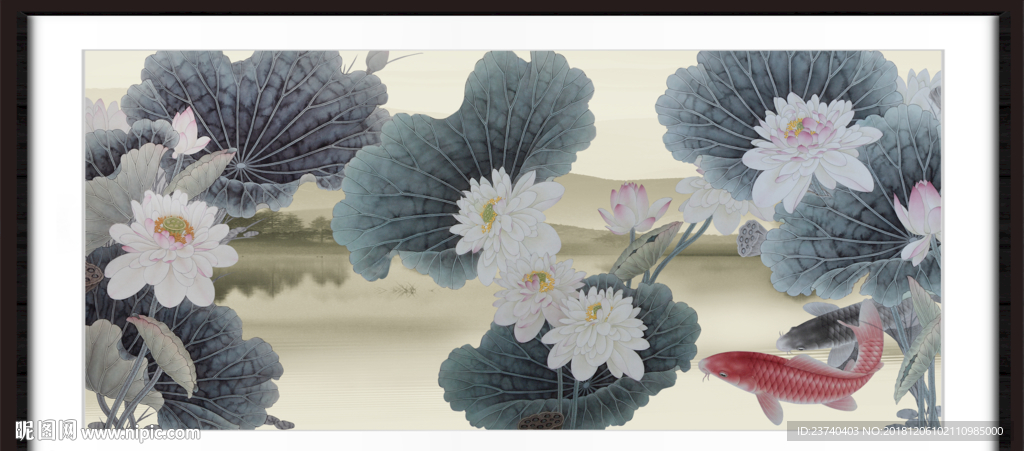 荷花国画 工笔荷花