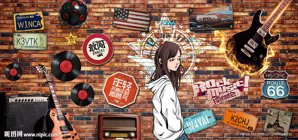 音乐摇滚装饰画背景墙
