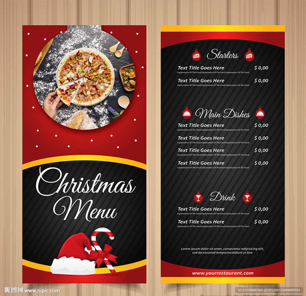 意大利披萨店圣诞节快乐菜单