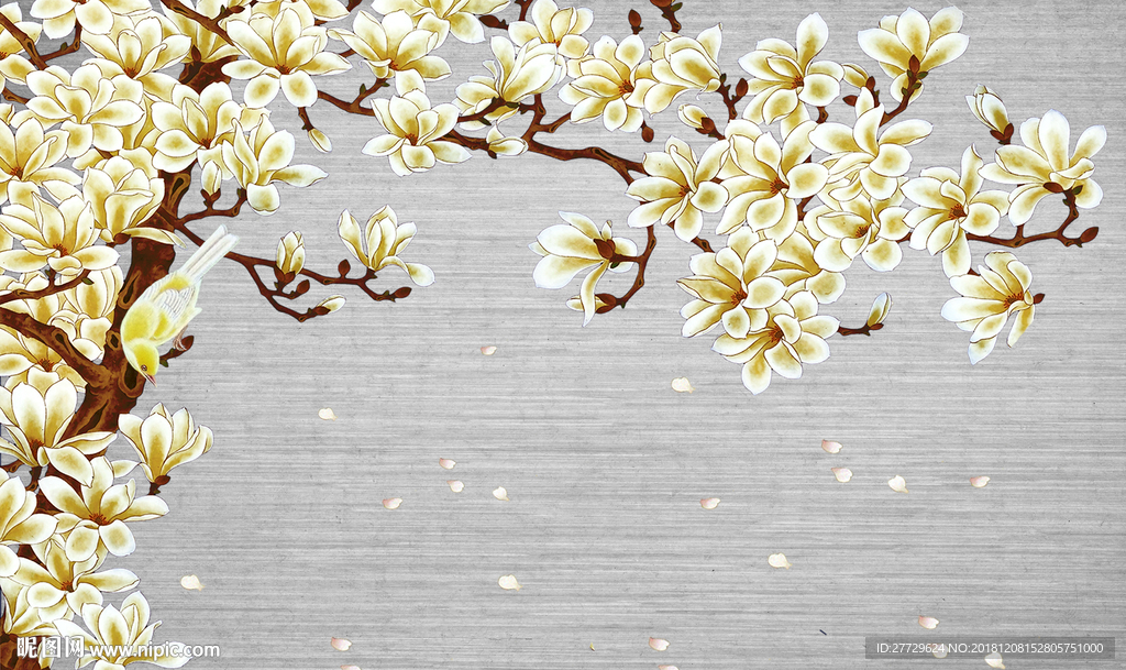 玉兰花背景墙