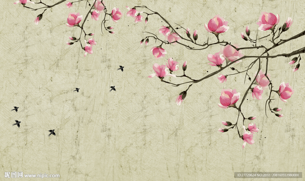玉兰花背景墙
