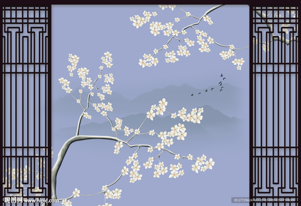 梅花屏风画