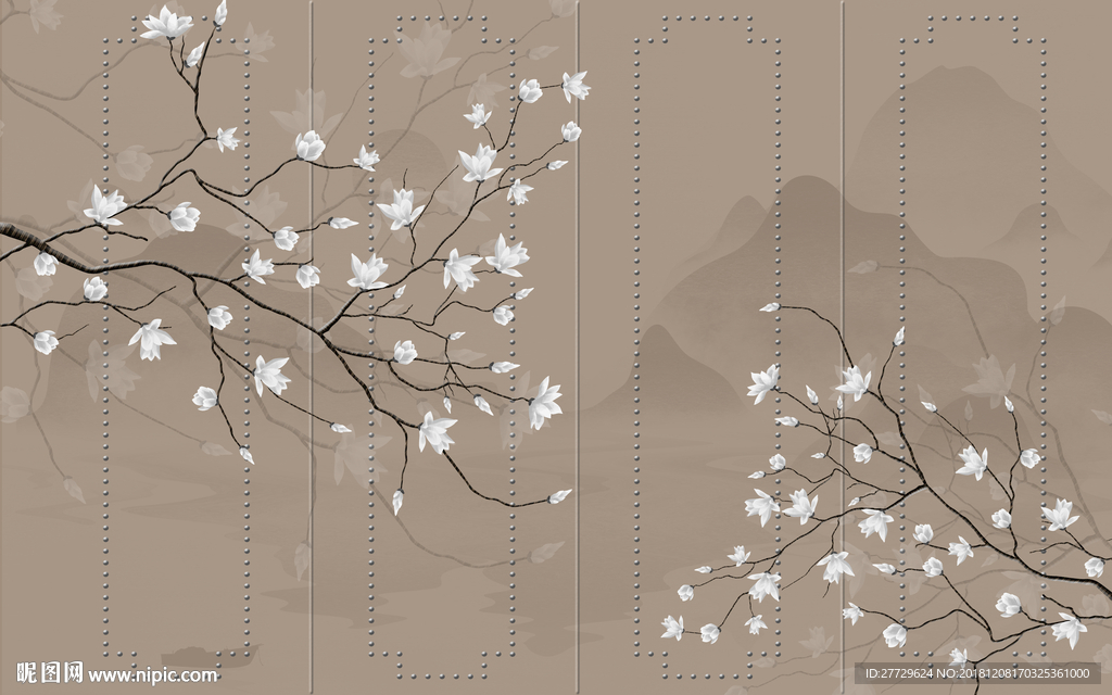 玉兰花装饰画