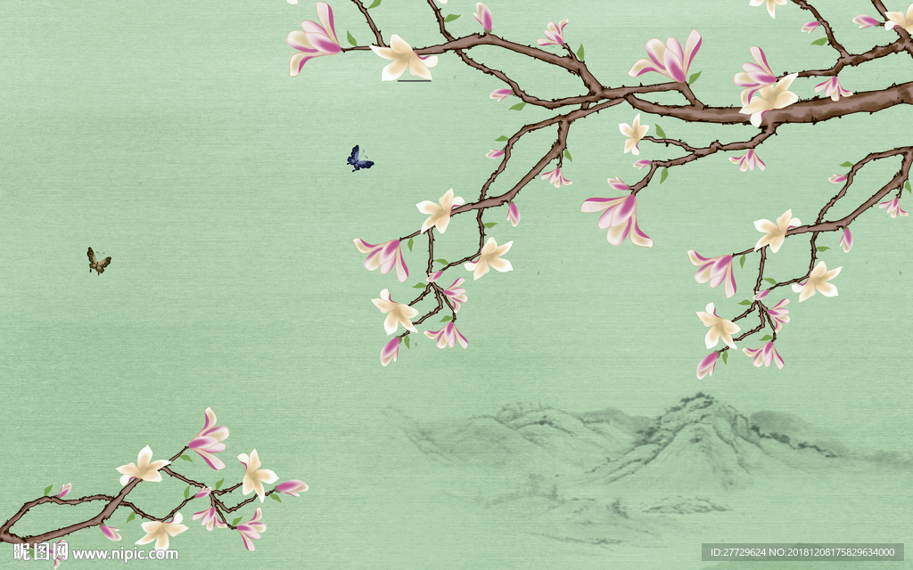 玉兰花背景墙