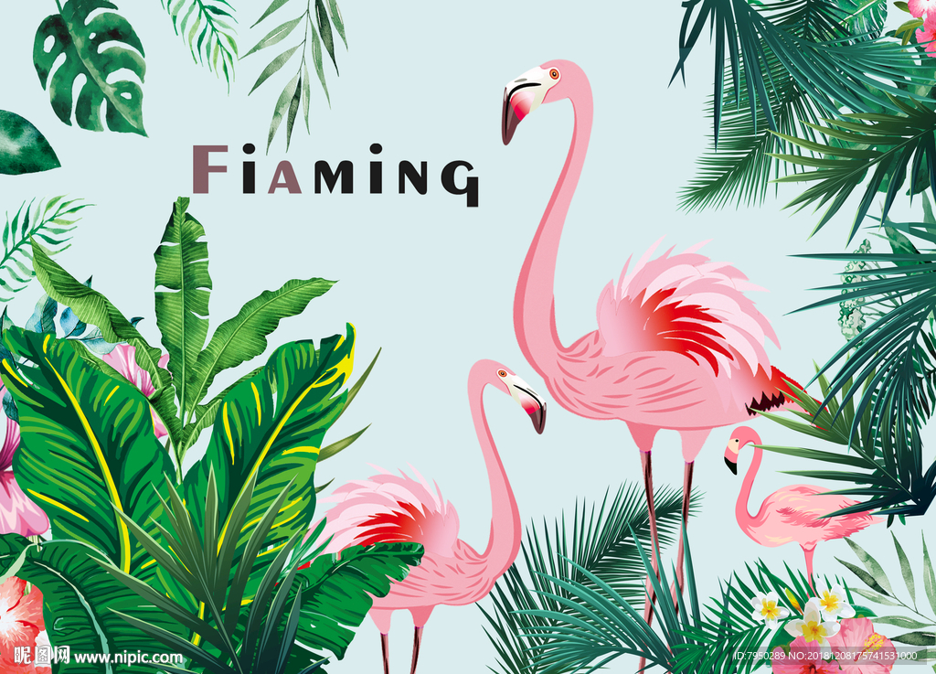 北欧火烈鸟背景墙