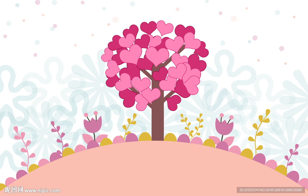 爱心树PPT背景图片