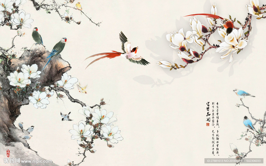 花鸟  装饰画 新中式 中式图