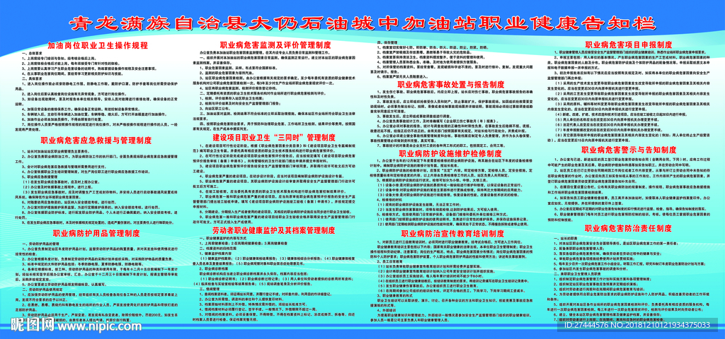 加油站职业健康告知栏